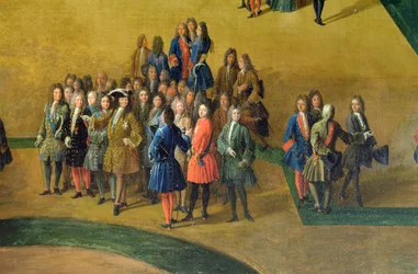 Zicht op het Bos van de Baden van Apollo in de Tuinen van Versailles (detail van Lodewijk XIV)